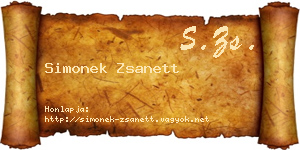 Simonek Zsanett névjegykártya